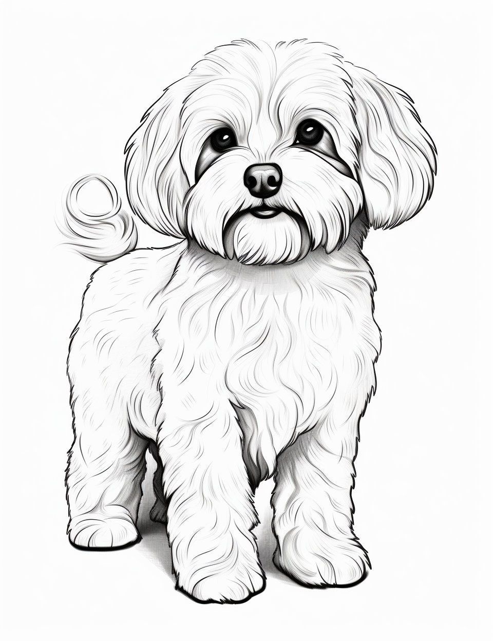 Desenho de Cachorro: Cachorro Maltês para desenhar