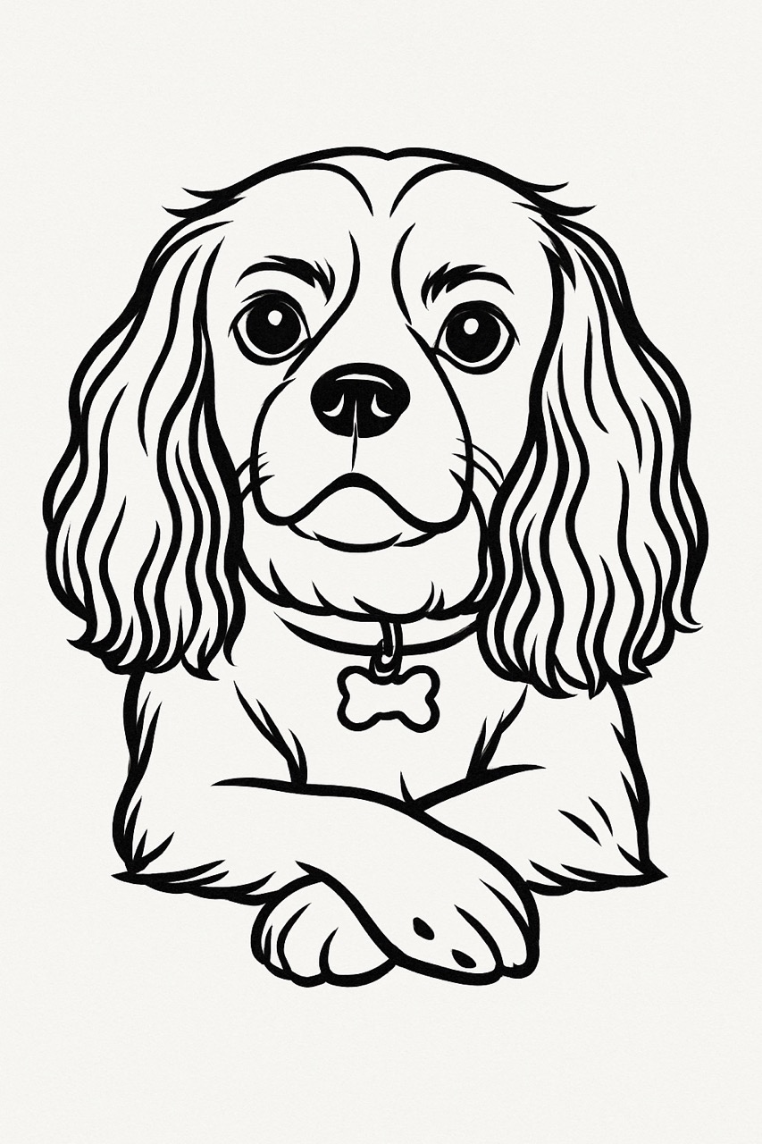 Desenho de Cachorro: Cachorro Cavalier King Charles para desenhar
