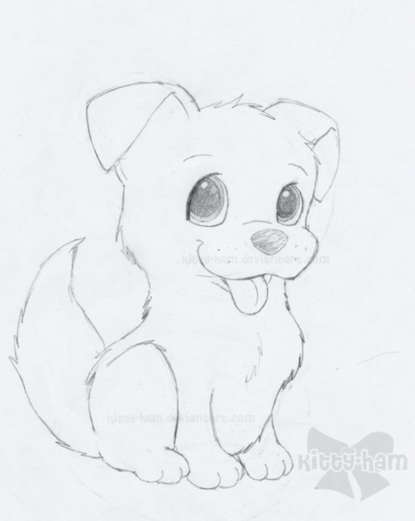 Desenho de Cachorro Fofinho para desenhar a lápis