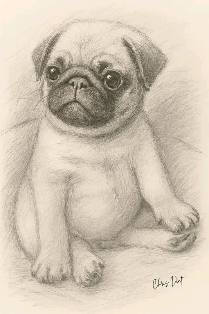 Desenho de Cachorro: Cachorro Pug para desenhar