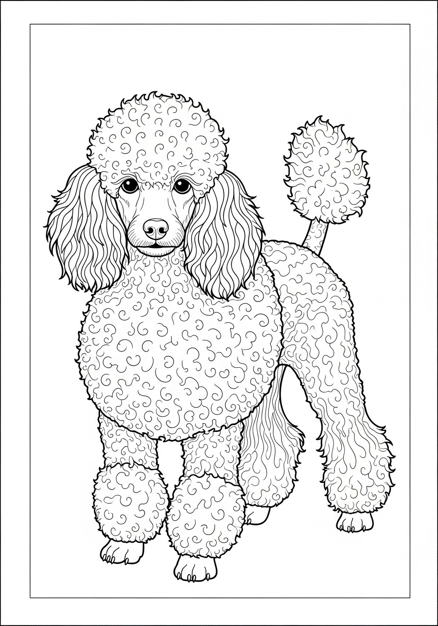 Desenho de Cachorro Poodle para imprimir e colorir