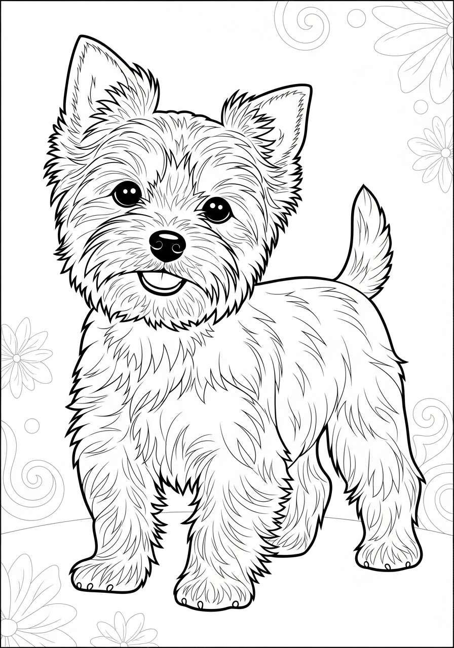 Desenho de Cachorro Yorkshire para imprimir e colorir