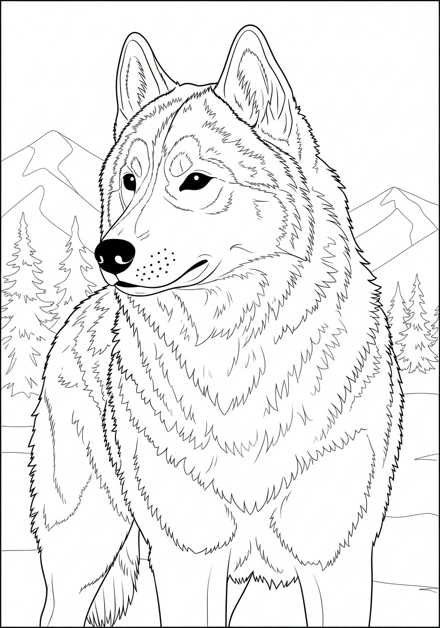 Desenho de Cachorro Husky para imprimir e colorir