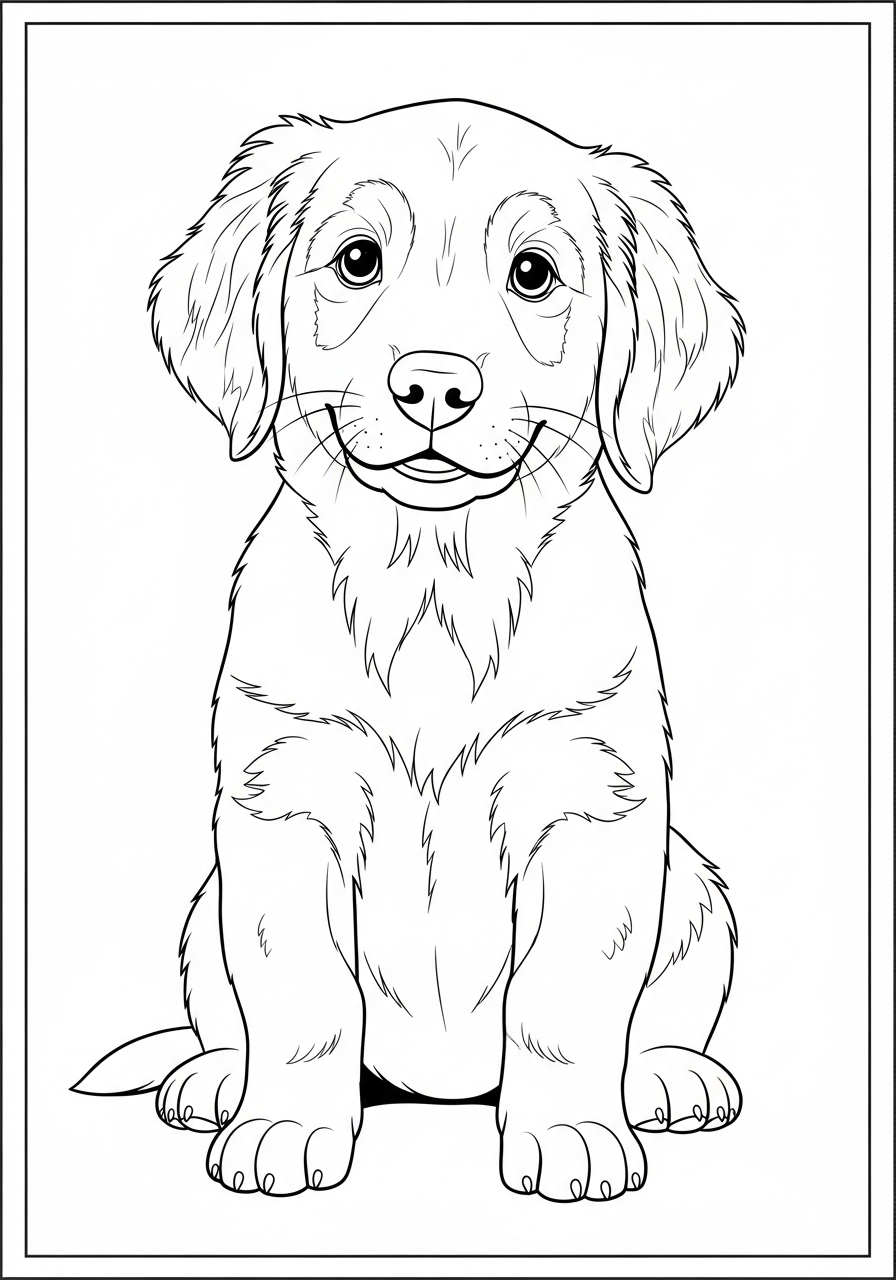 Desenho de Cachorro Golden Retriever para imprimir e colorir