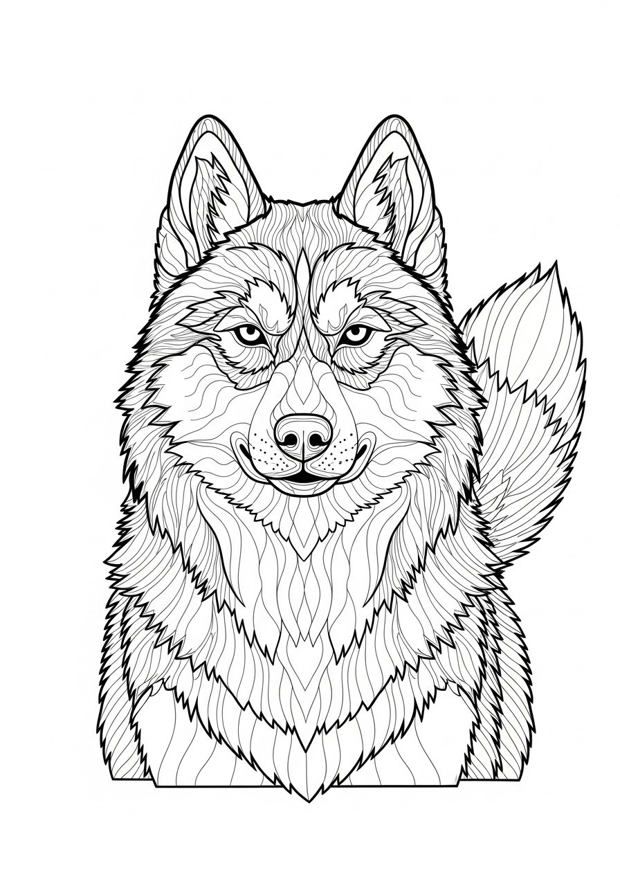 Desenho de Cachorro Husky para imprimir e colorir