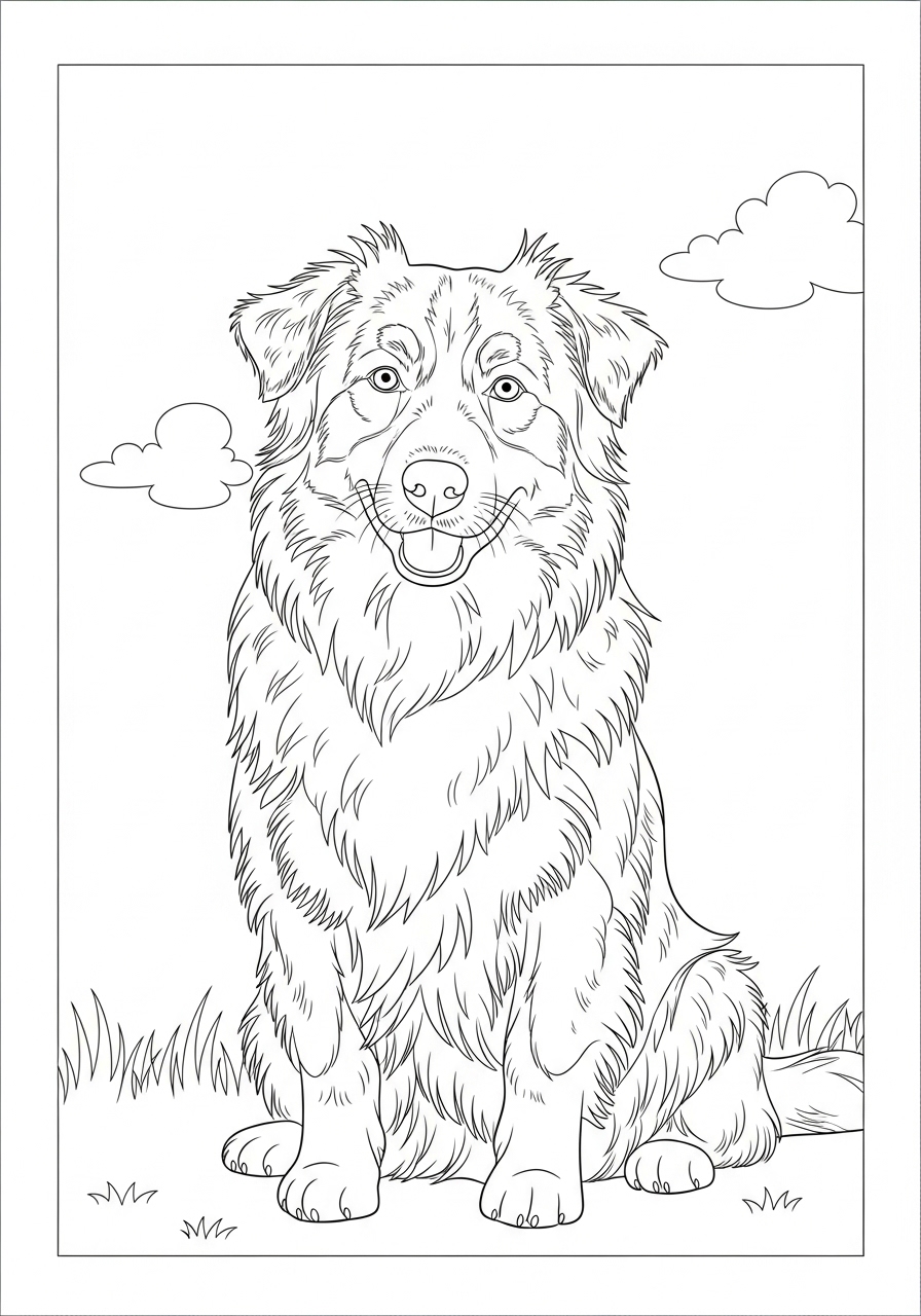 Desenho de Cachorro bonito sentado para imprimir e colorir