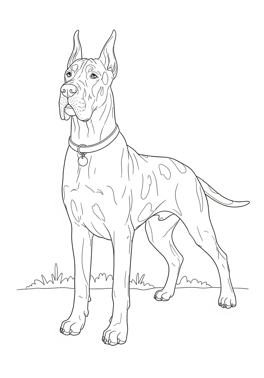 Desenho de Cachorro Boxer em pé para imprimir e colorir