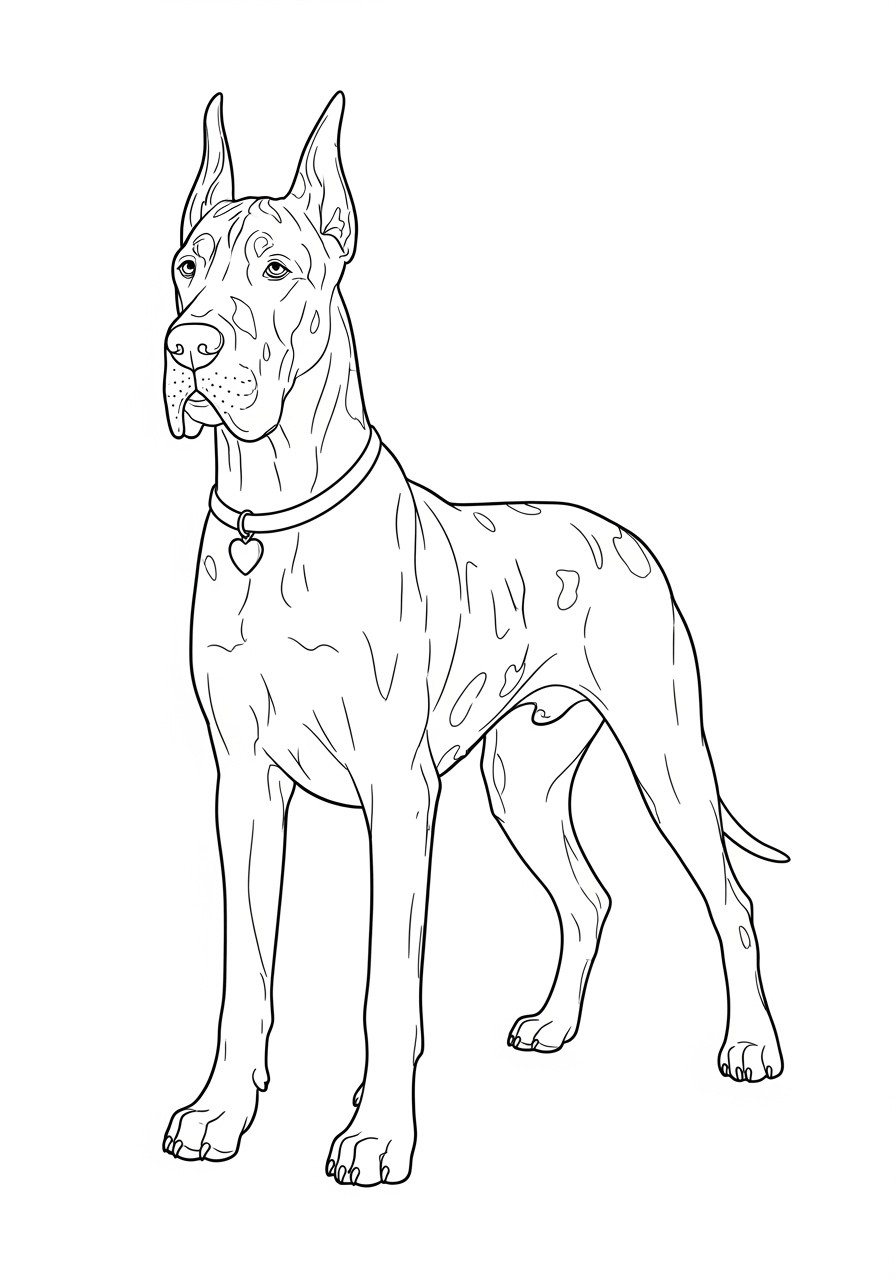 Desenho de Cachorro Great Dane para imprimir e colorir