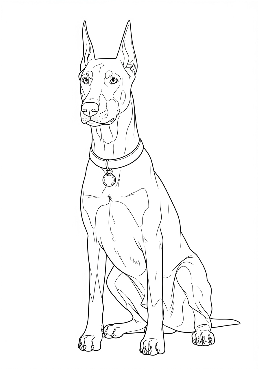 Desenho de Cachorro Doberman para imprimir e colorir