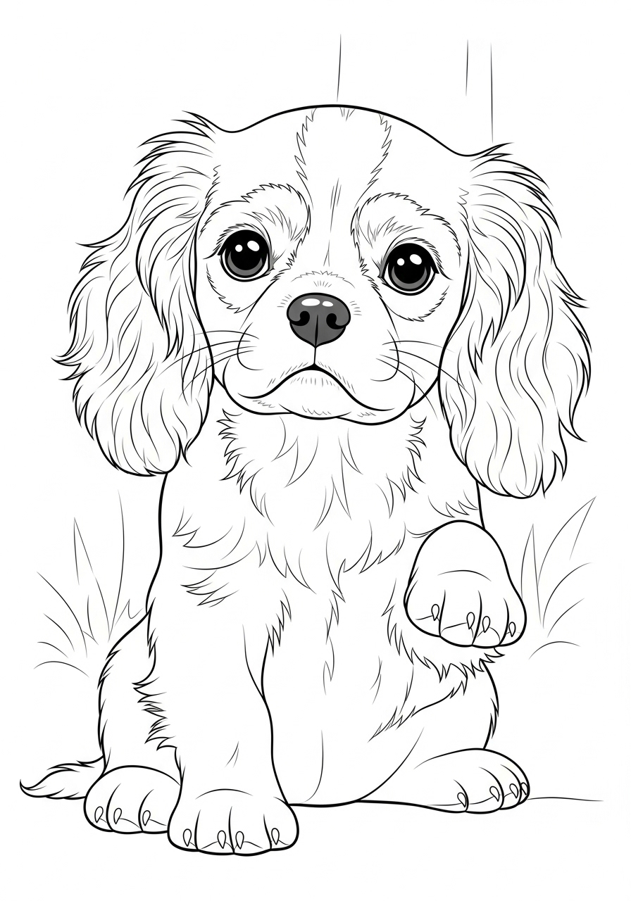 Desenho de Cachorrinho fofo para imprimir e colorir