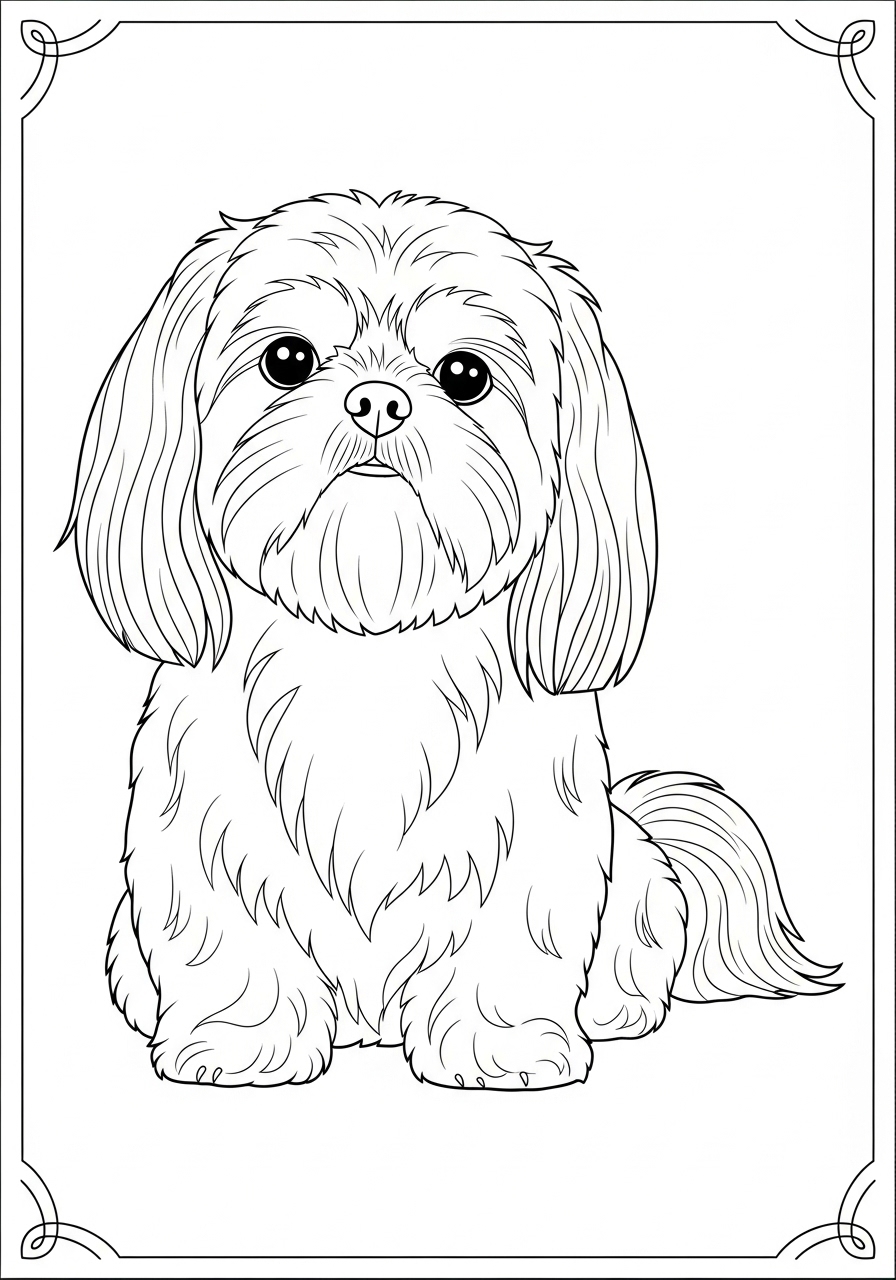 Desenho de Cachorro Lhasa Apso para imprimir e colorir