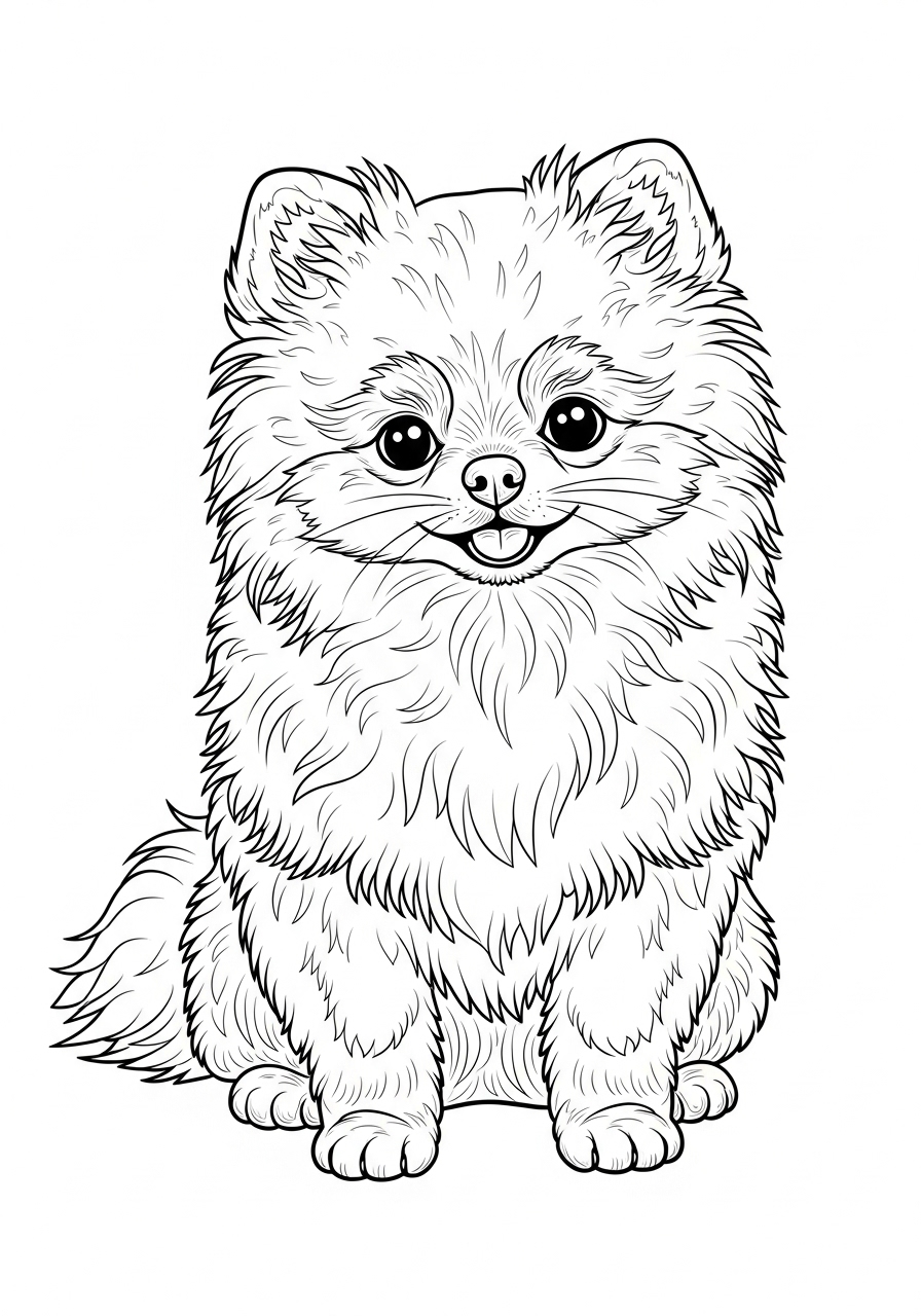 Desenho de Cachorro Pomerano para imprimir e colorir