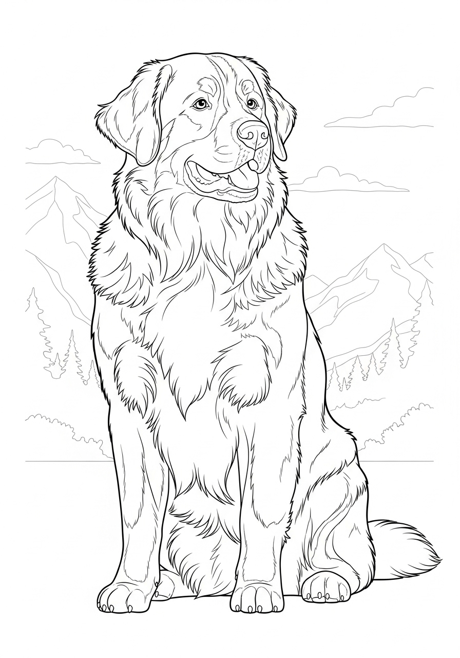Desenho de Cachorro Golden Retriever para imprimir e colorir