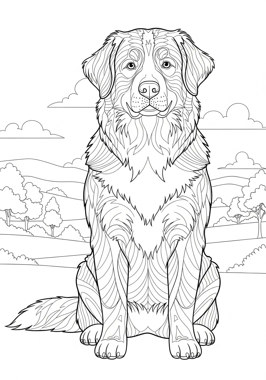 Desenho de Cachorro Golden Retriever para imprimir e colorir