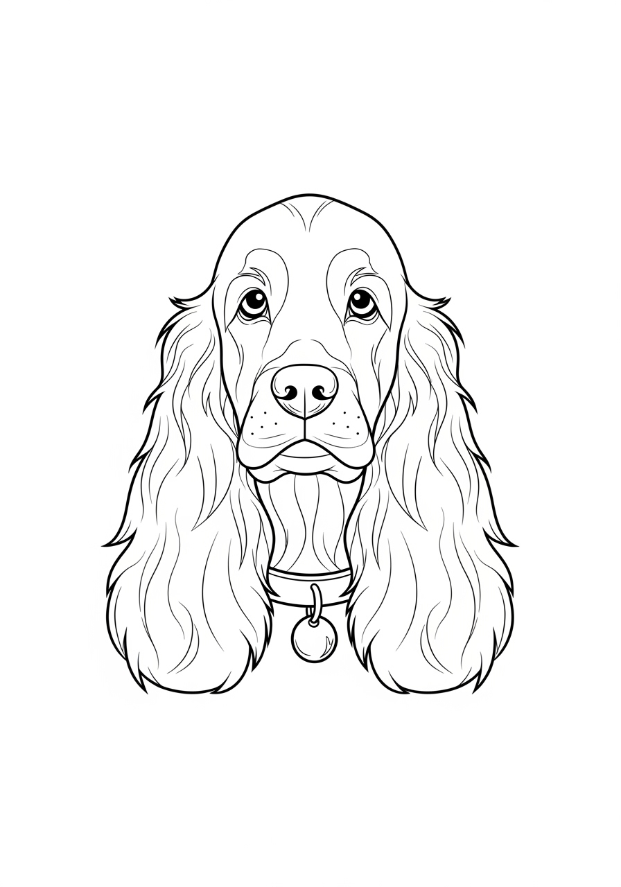 Desenho de Cachorro Cocker Spaniel para imprimir e colorir