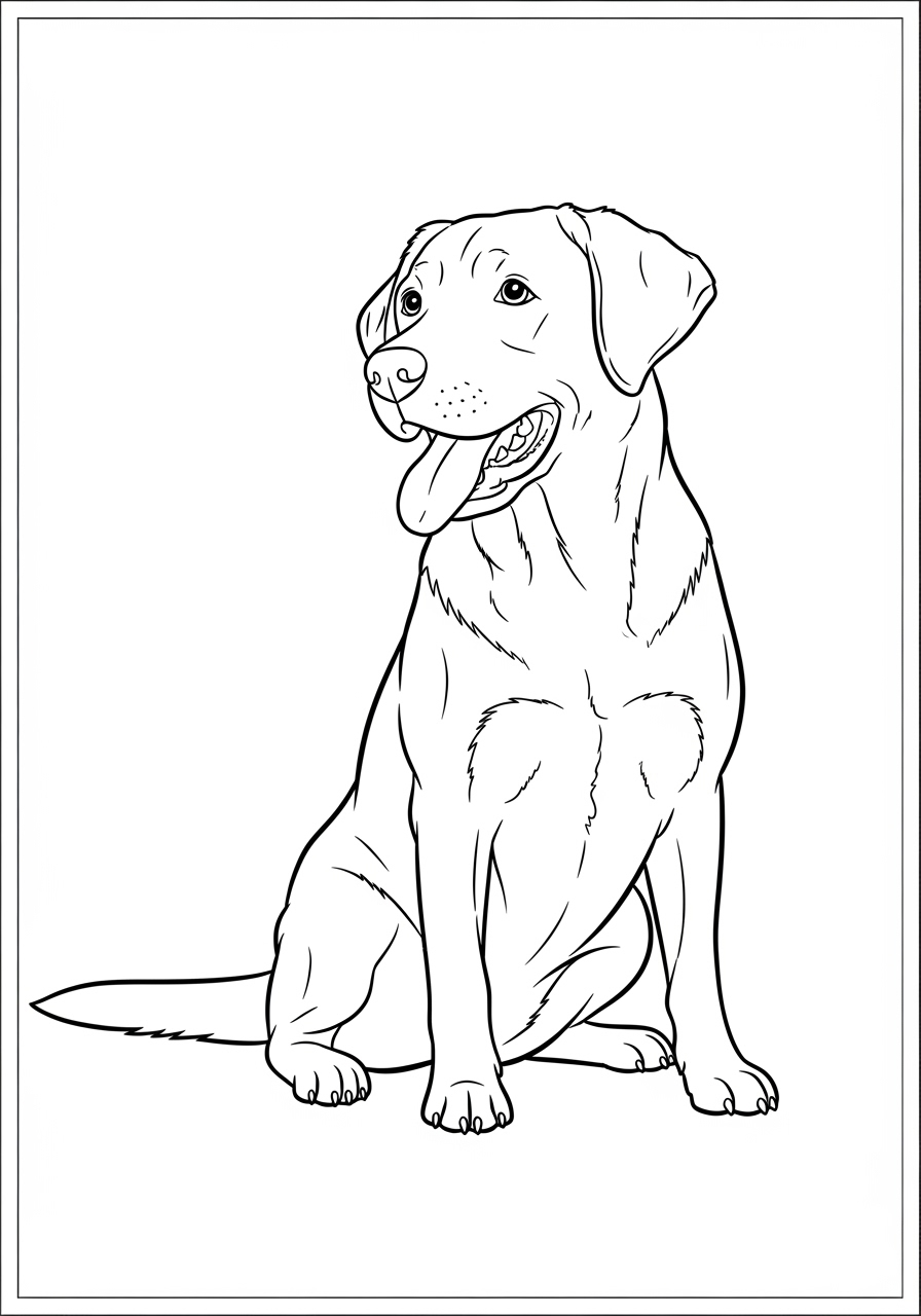Desenho de Cachorro Labrador sentado para imprimir e colorir