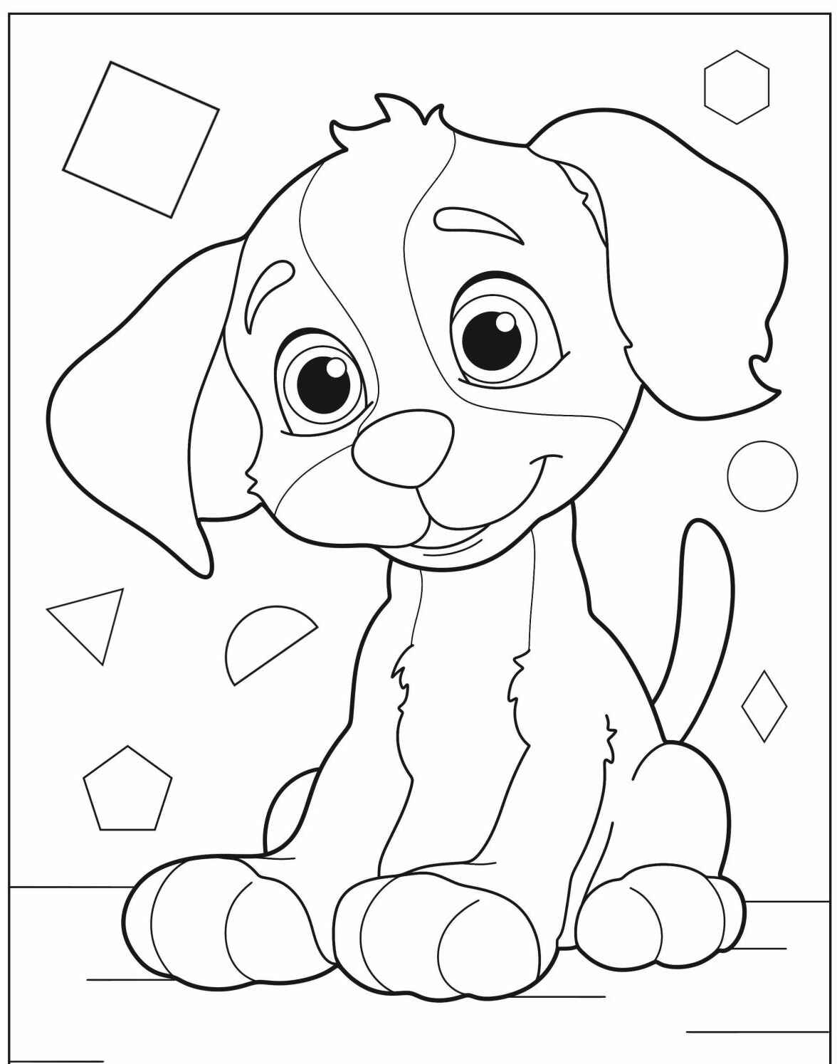 Desenho de Cachorro fofo sorrindo para imprimir e colorir