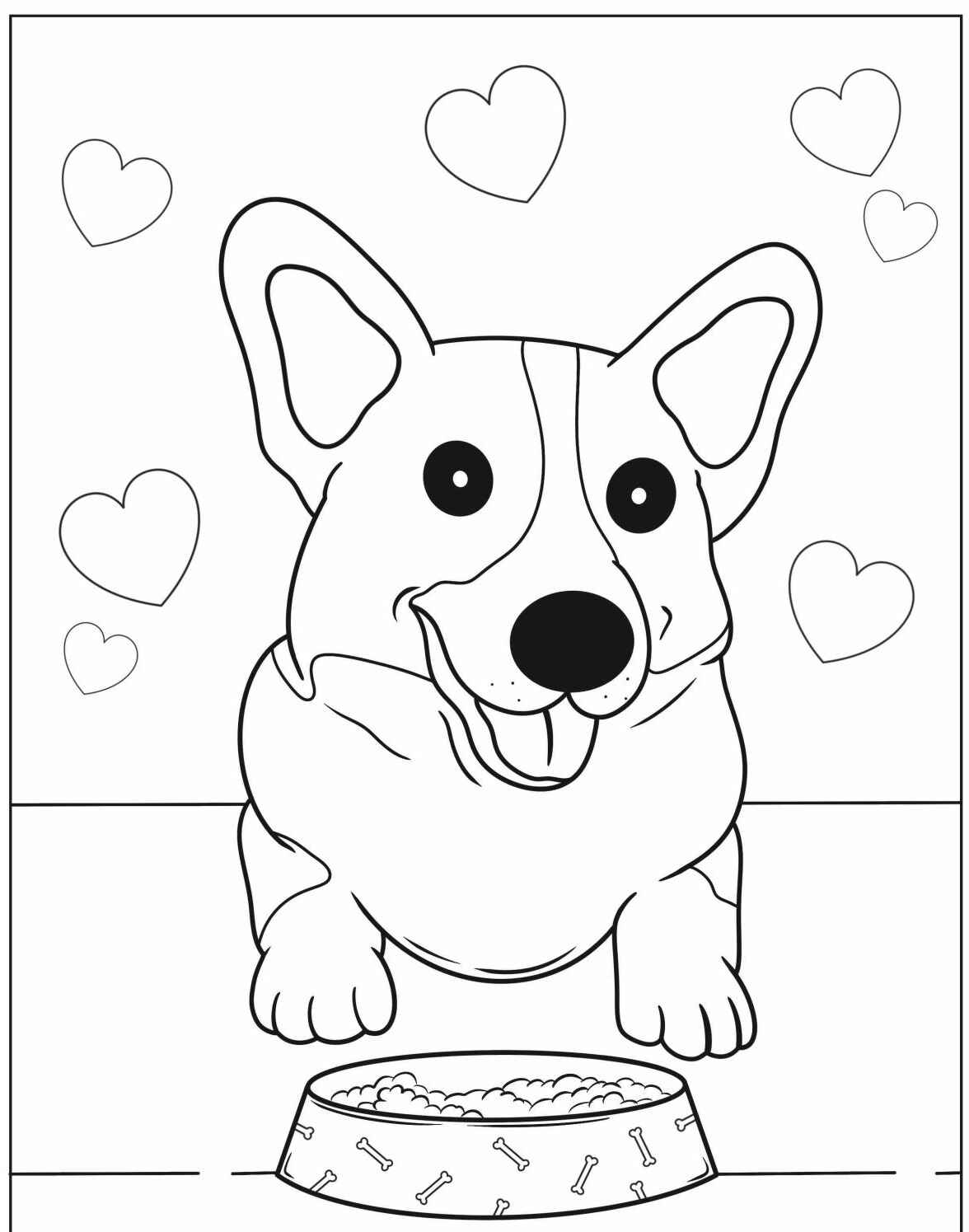 Desenho de Cachorro Corgi animado para imprimir e colorir