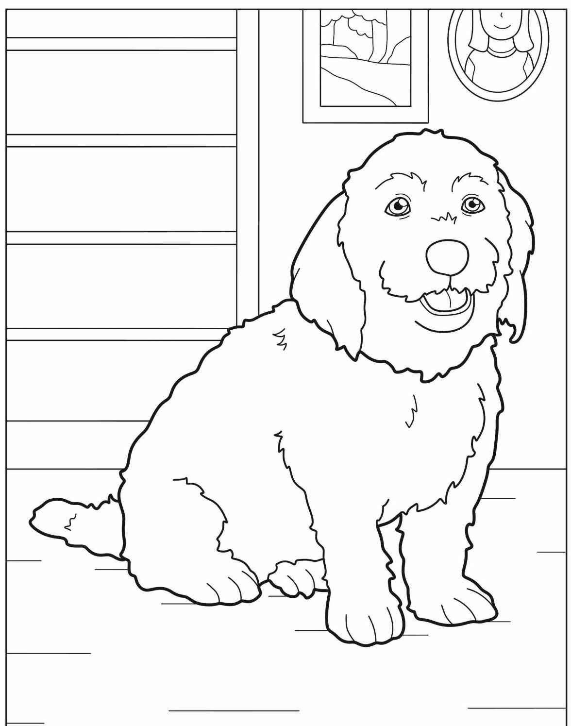 Desenho de Cachorro fofo sentado para imprimir e colorir