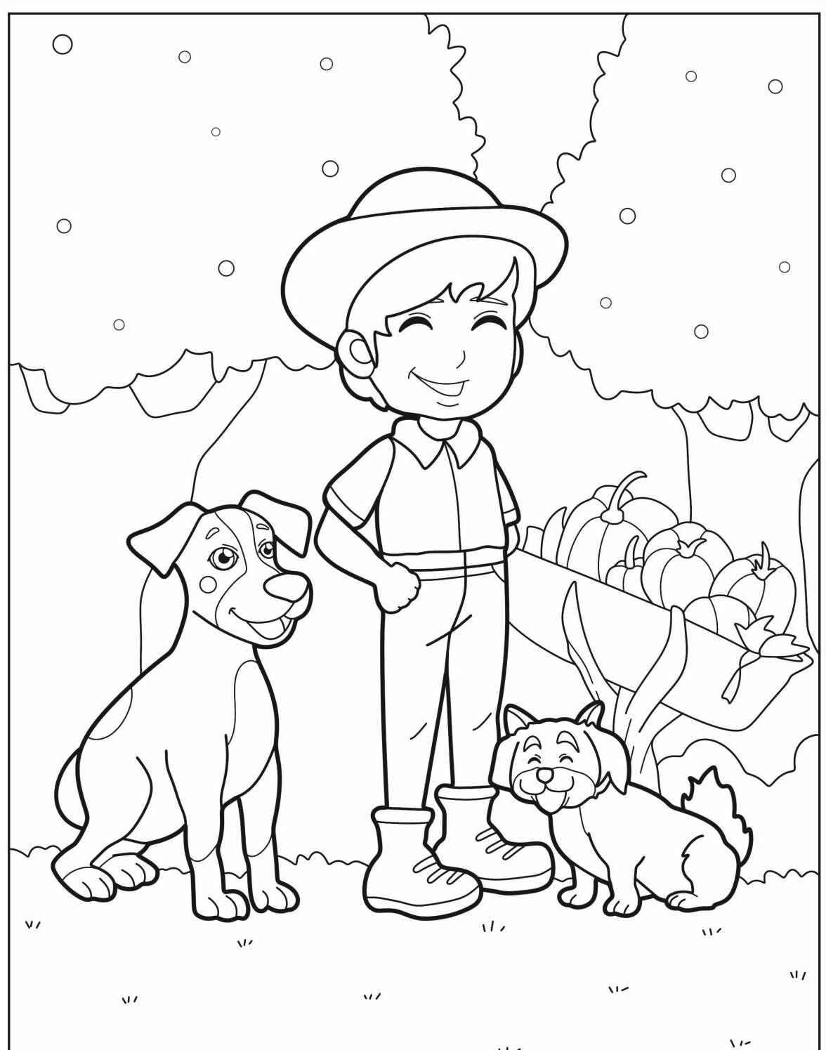 Desenho de criança com cachorro para imprimir e colorir