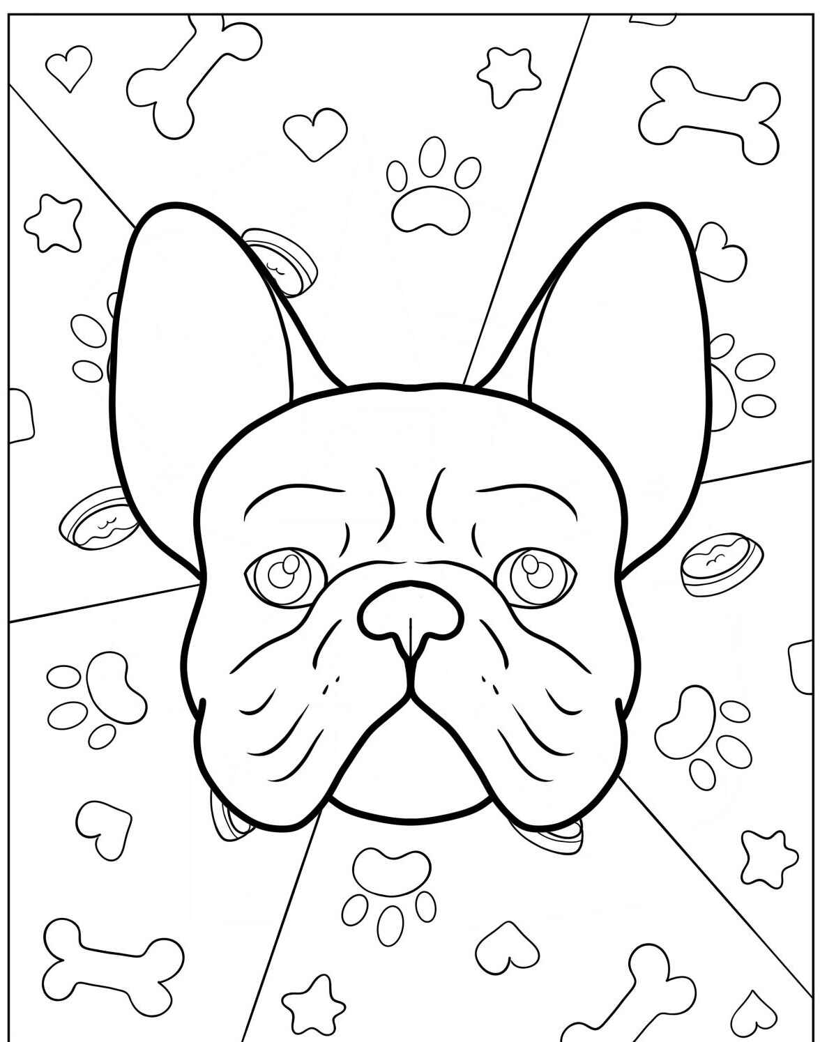 Desenho de Cachorro Bulldog Francês para imprimir e colorir