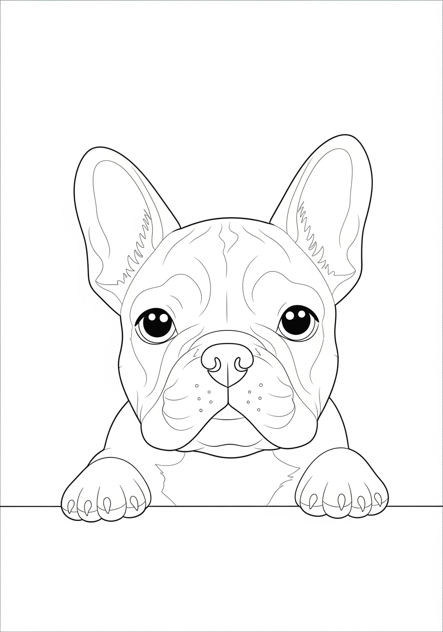 Desenho de cachorro Bulldog Francês para imprimir e colorir