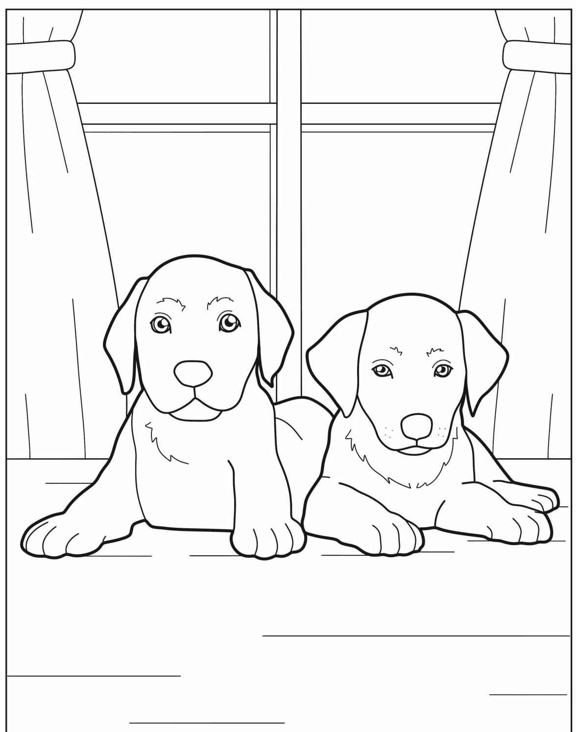Desenho de Cachorros Labrador deitados para imprimir e colorir