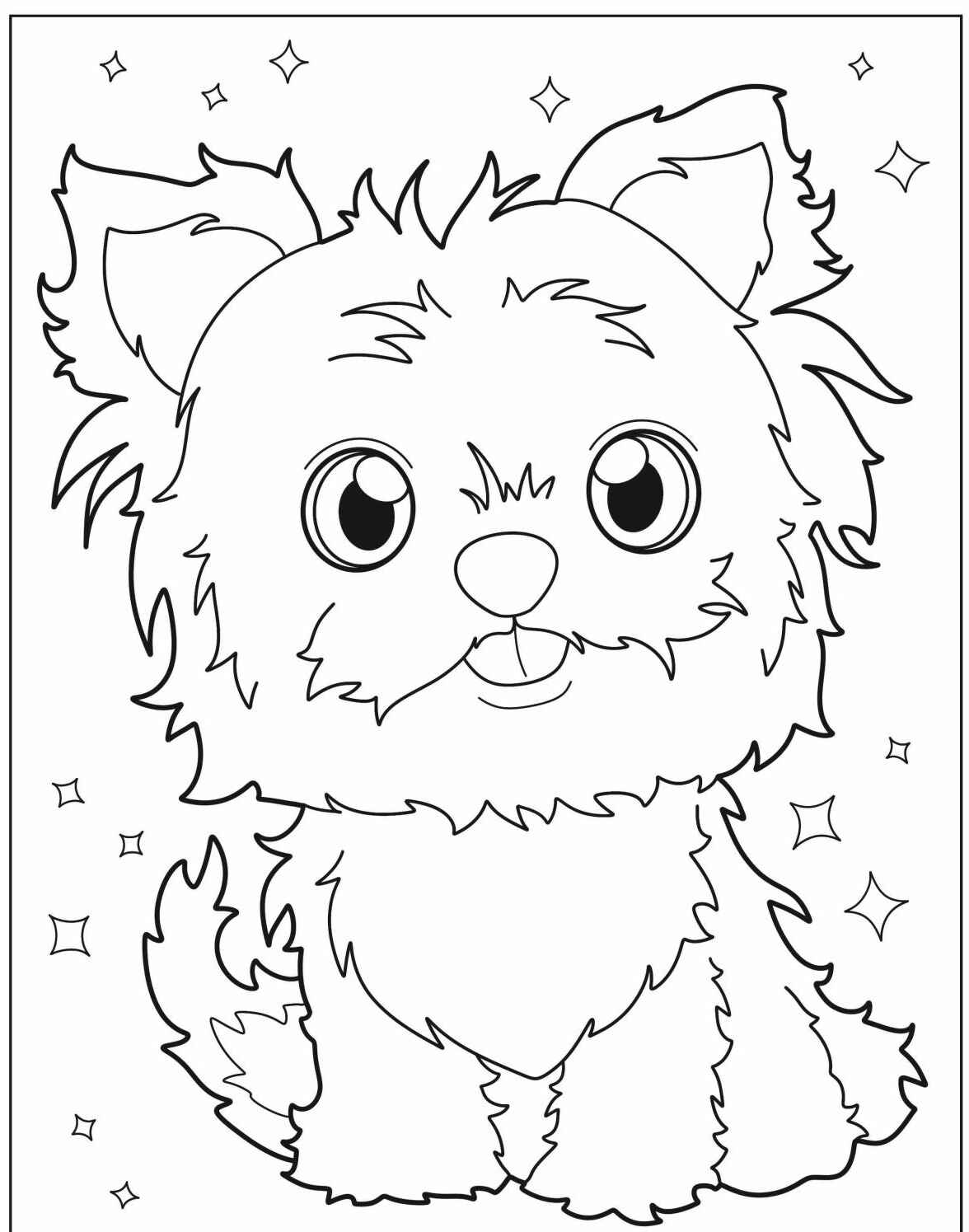 Desenho de Cachorro fofo para imprimir e colorir
