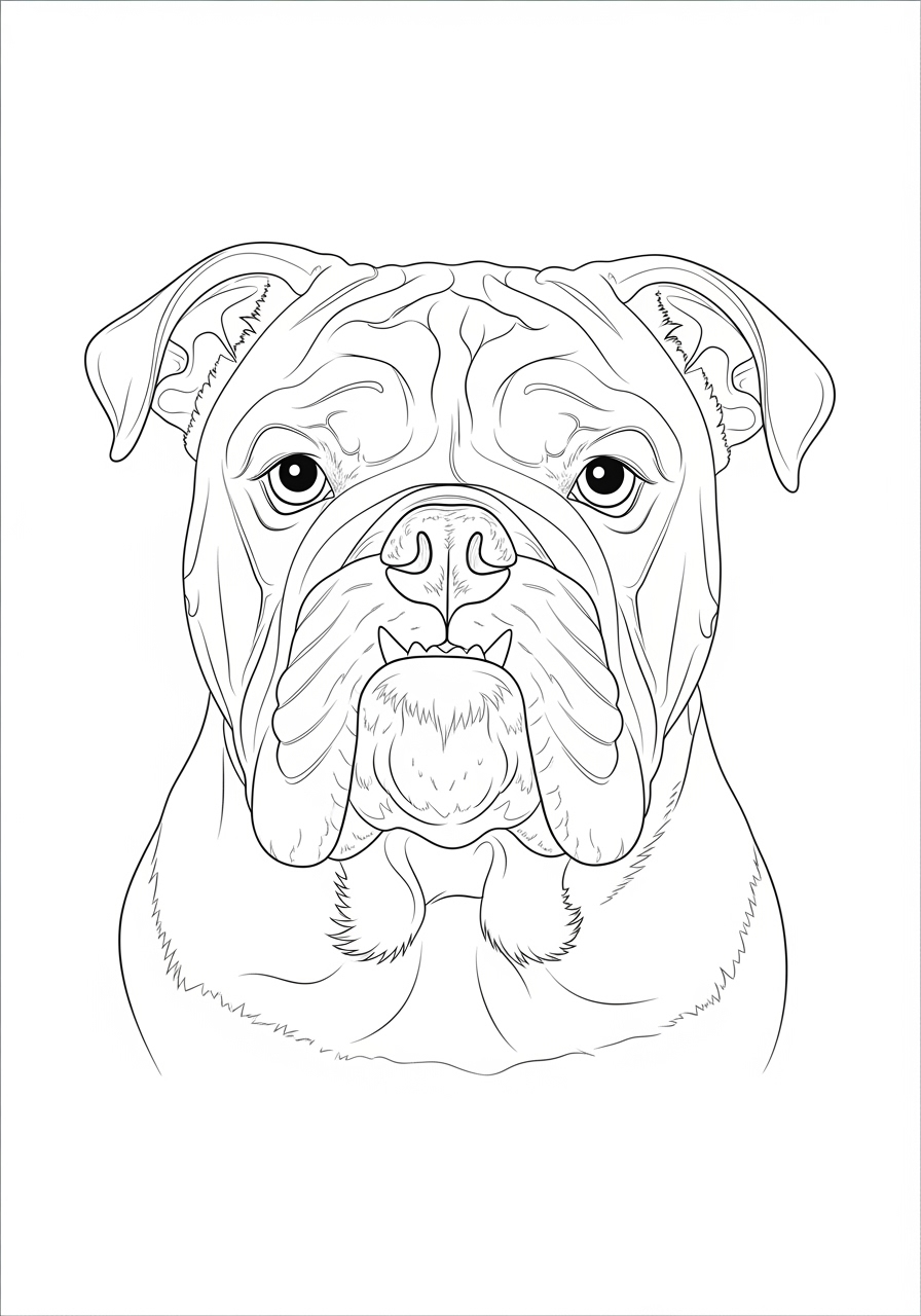 Desenho de Cachorro Bulldog para imprimir e colorir