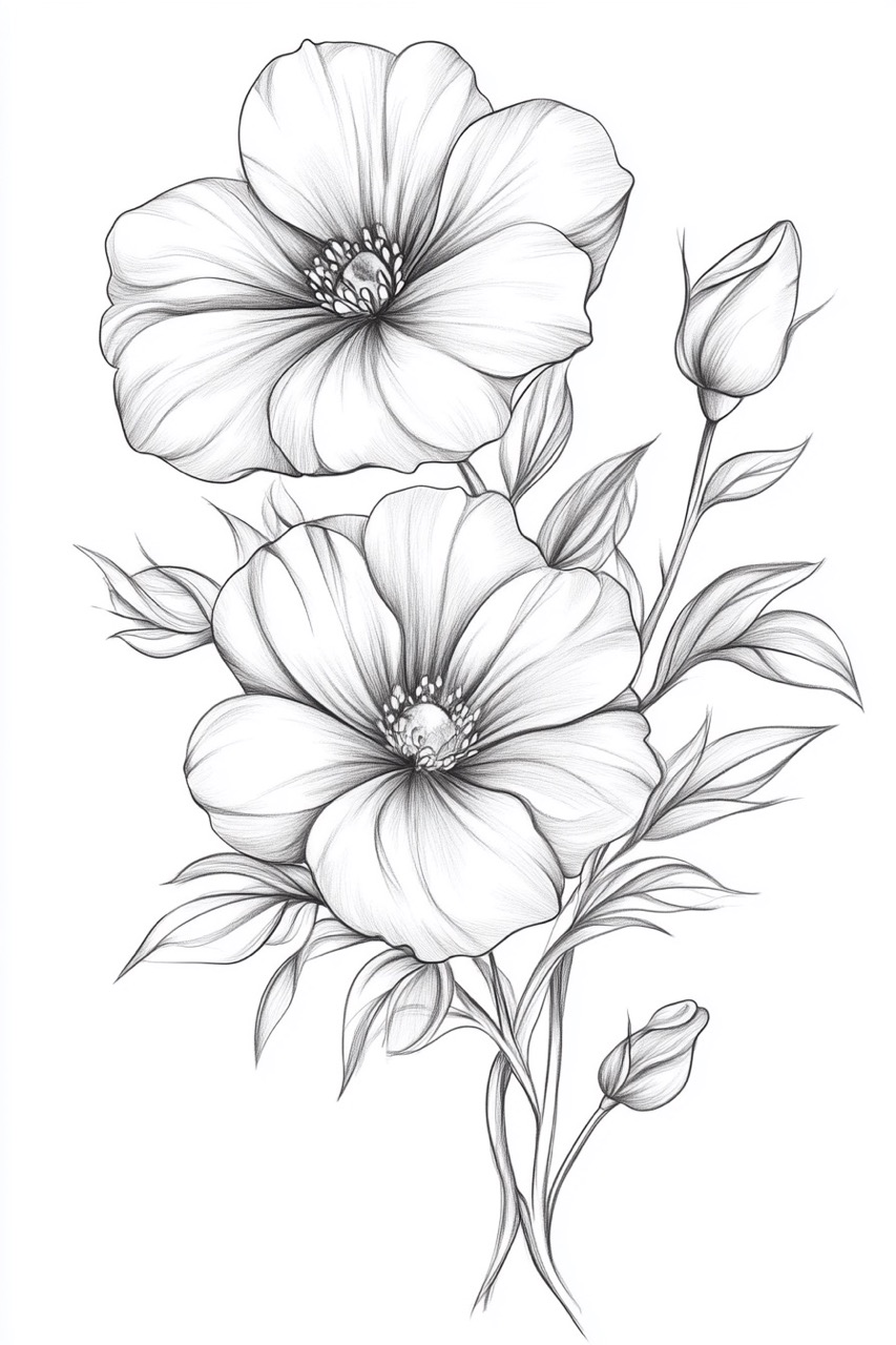 Desenho de Flores: Flor com pétalas grandes para desenhar