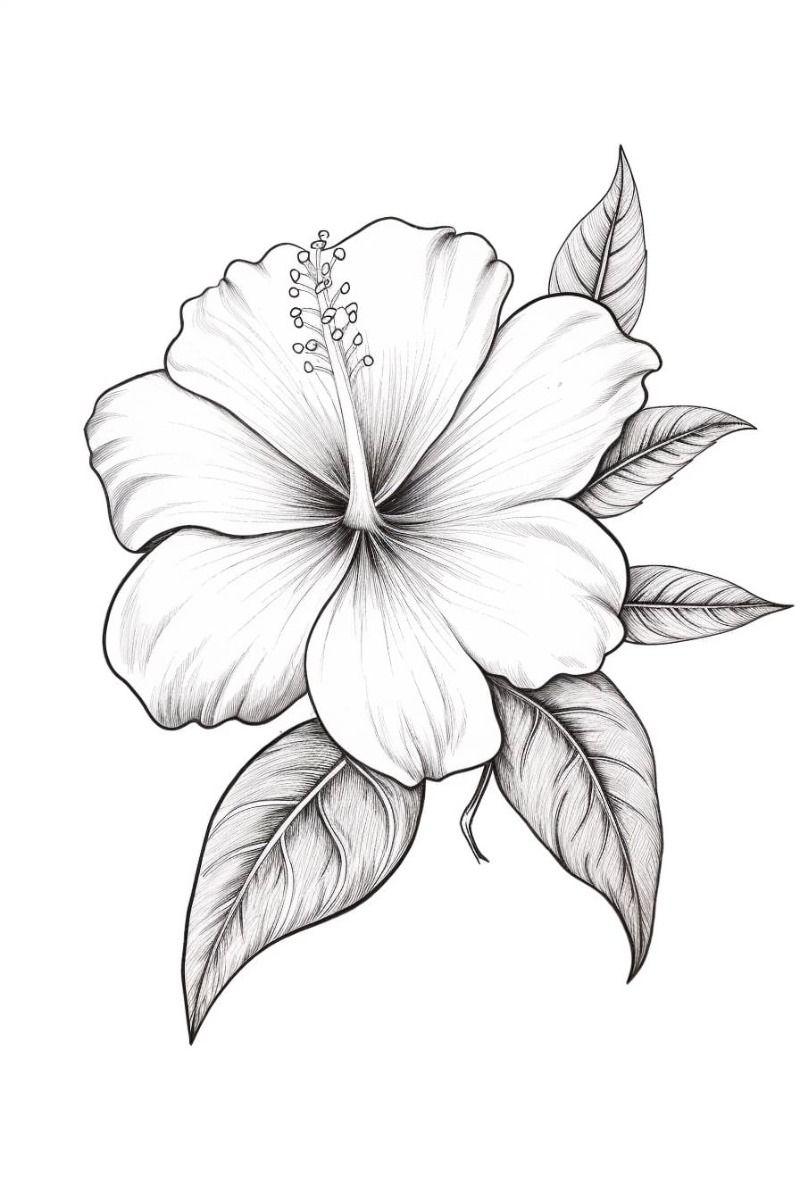 Desenho de Flores: Hibisco para desenhar