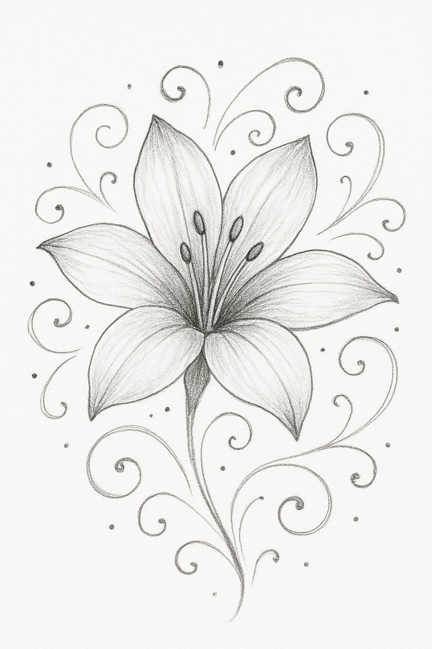 Desenho de Flores: Lírio para desenhar