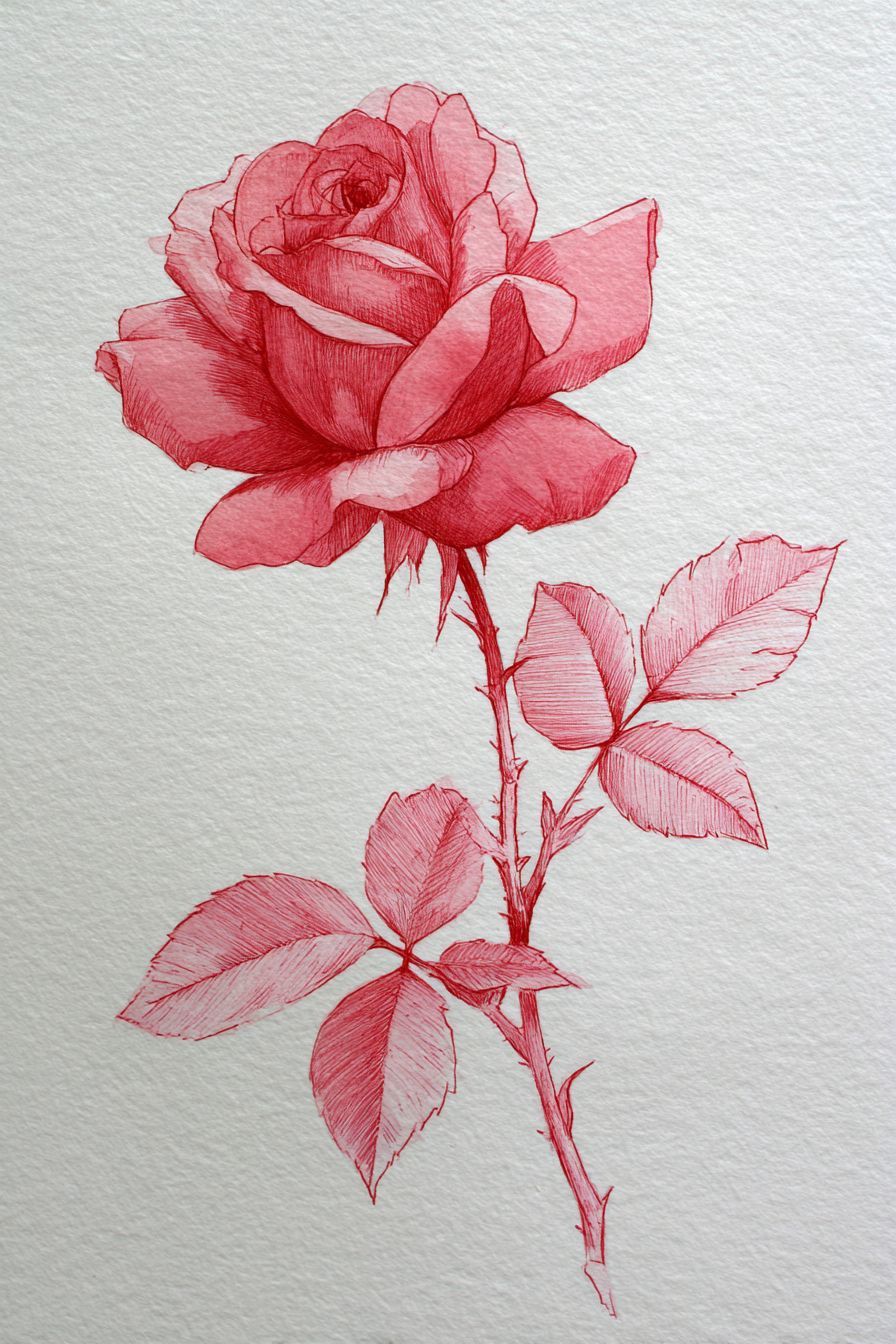 Desenho de Flores: Rosa vermelha para desenhar