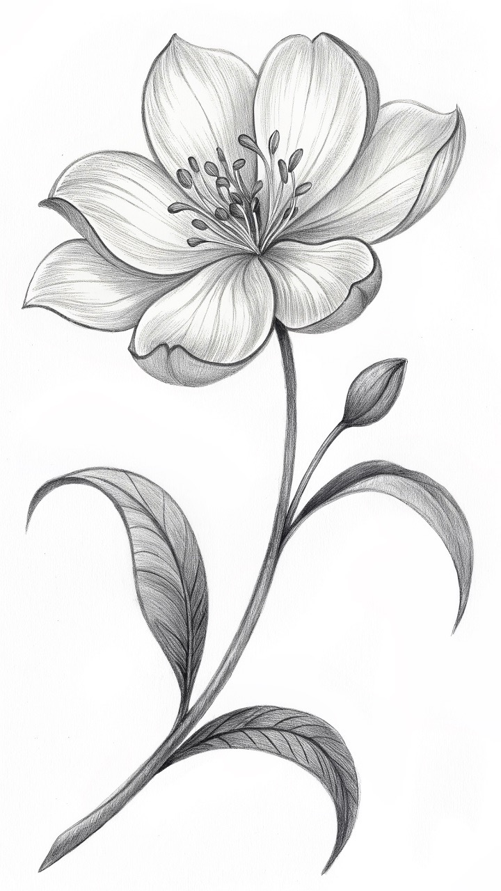 Desenho de Flores: Flor Branca a Lápis para desenhar