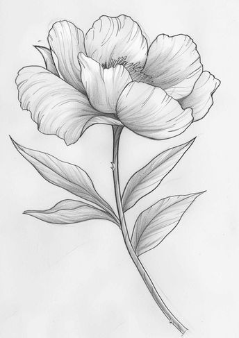 Desenho de Flores: Flor de Peônia para desenhar
