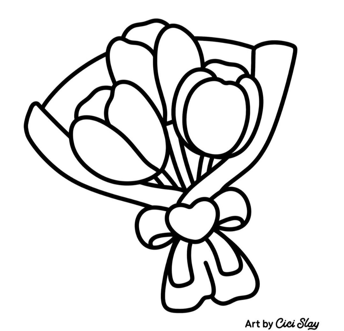 Desenho de Flores: Bouquet de Tulipas para desenhar