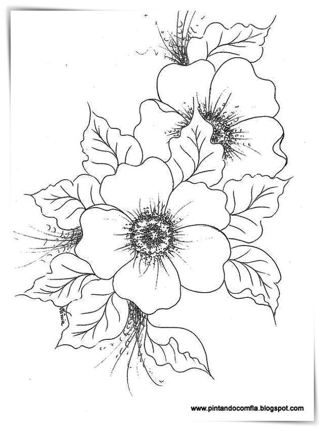 Desenho de Flores: Flores com folhas para desenhar