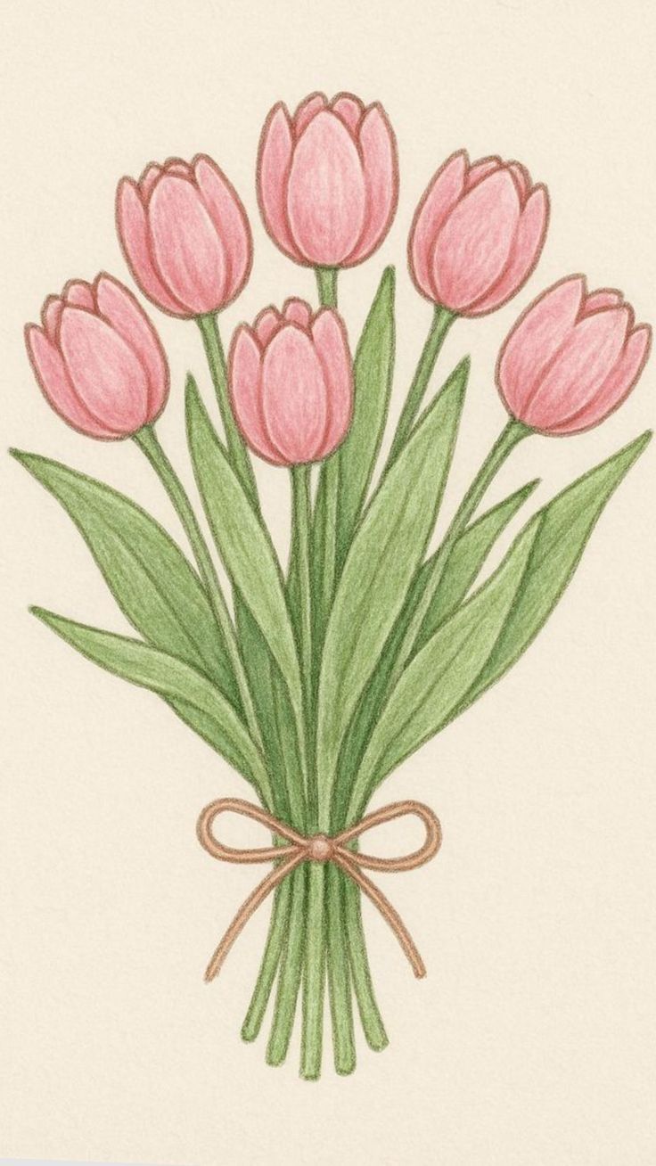 Desenho de Flores: Buquê de Tulipas para desenhar