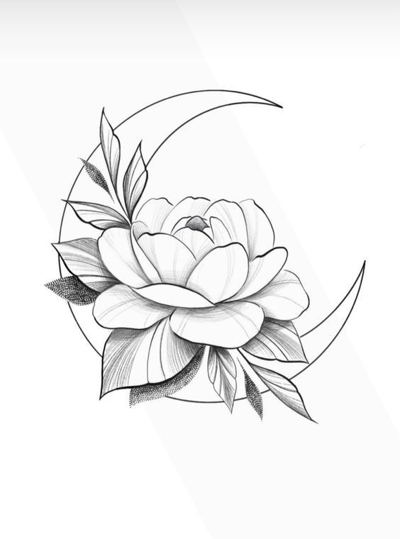 Desenho de Flores: Rosa com folhas para desenhar