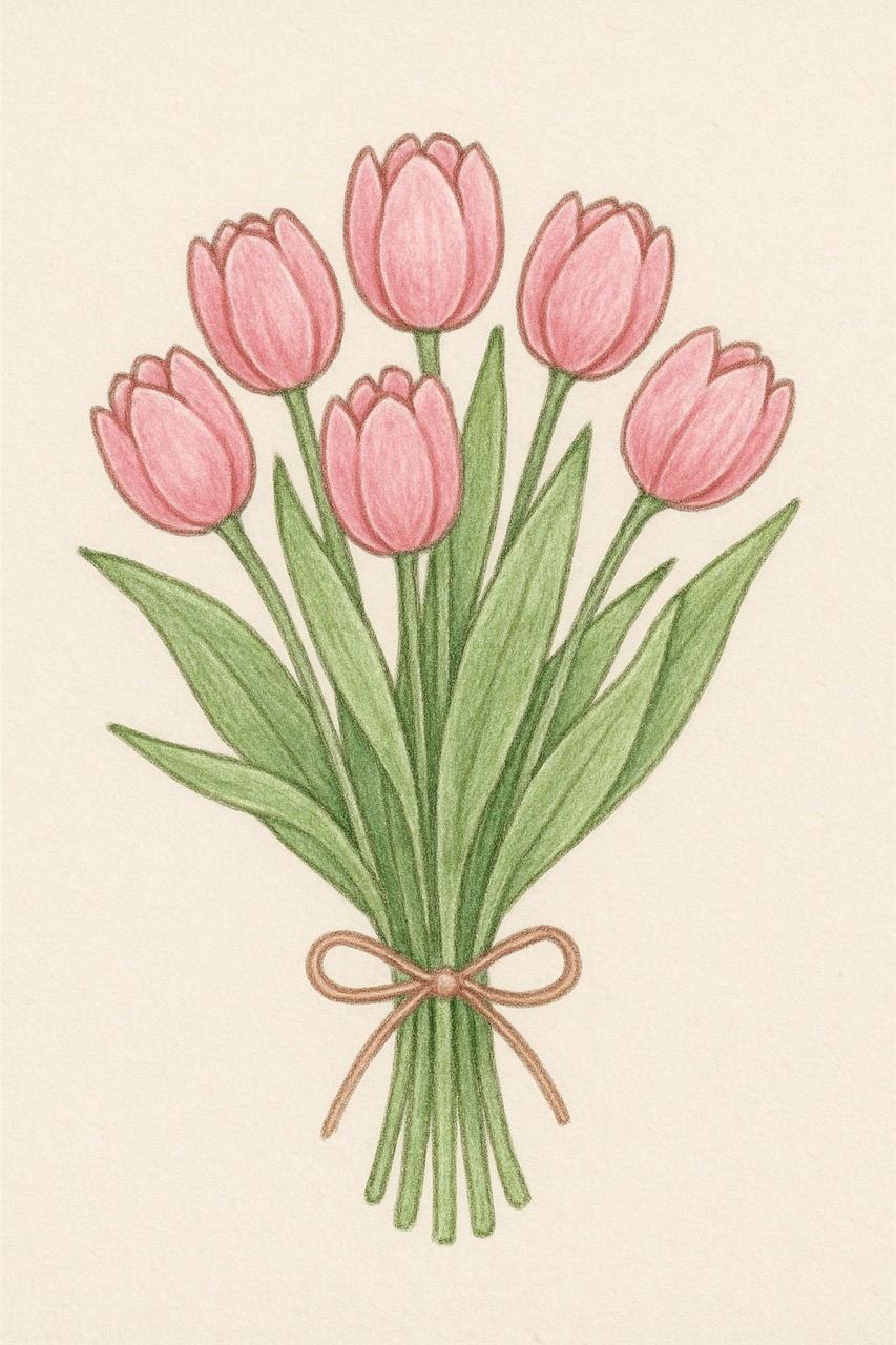 Desenho de Flores: Buquê de Tulipas para desenhar