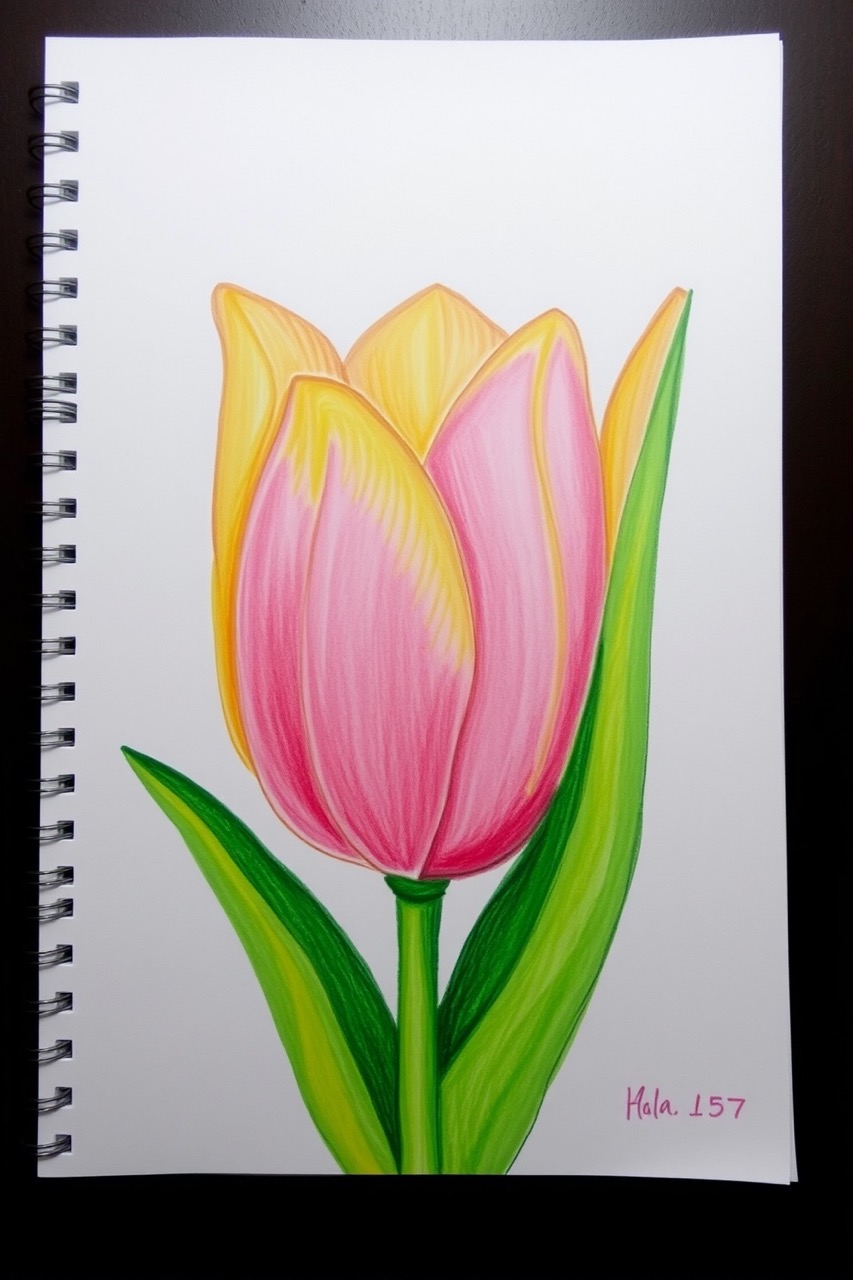 Desenho de Flores: Tulipa colorida para desenhar