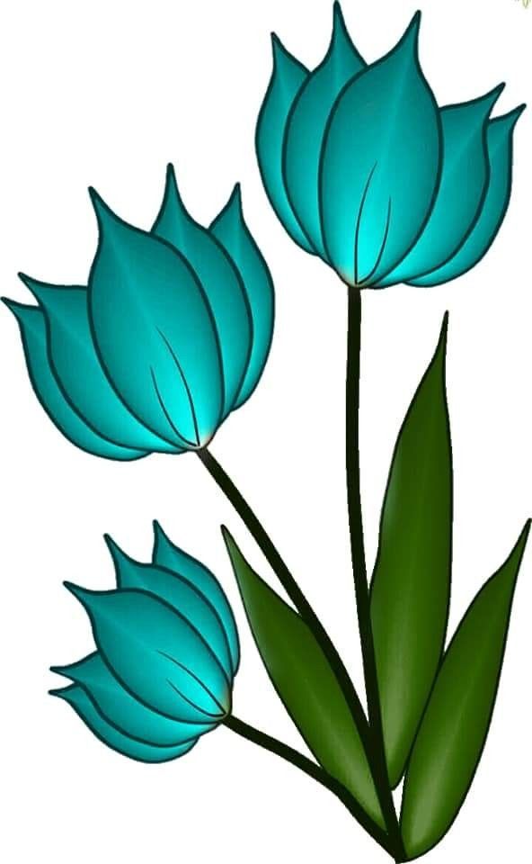 Desenho de Flores: Tulipas Azuis para desenhar