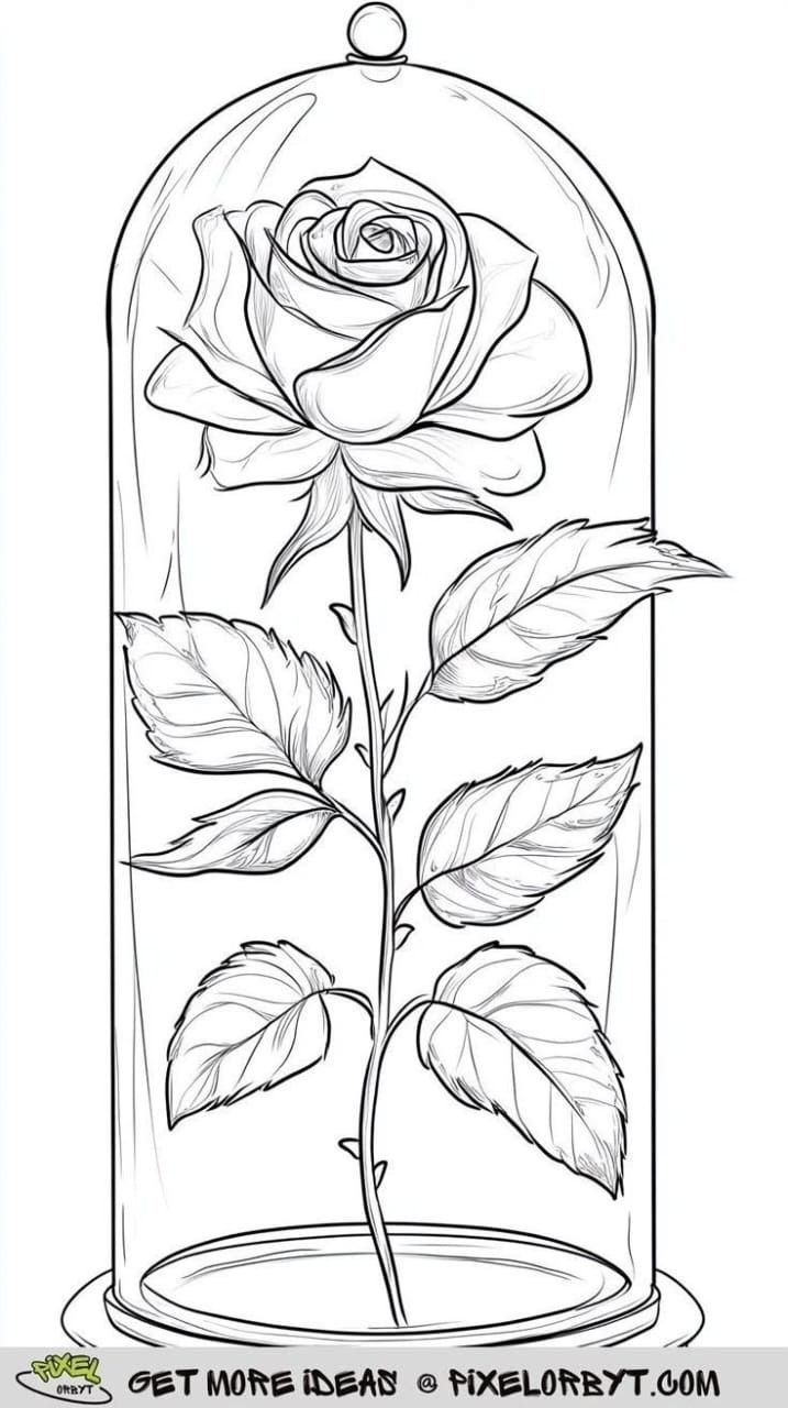 Desenho de Flores: Rosa realista a lápis para desenhar