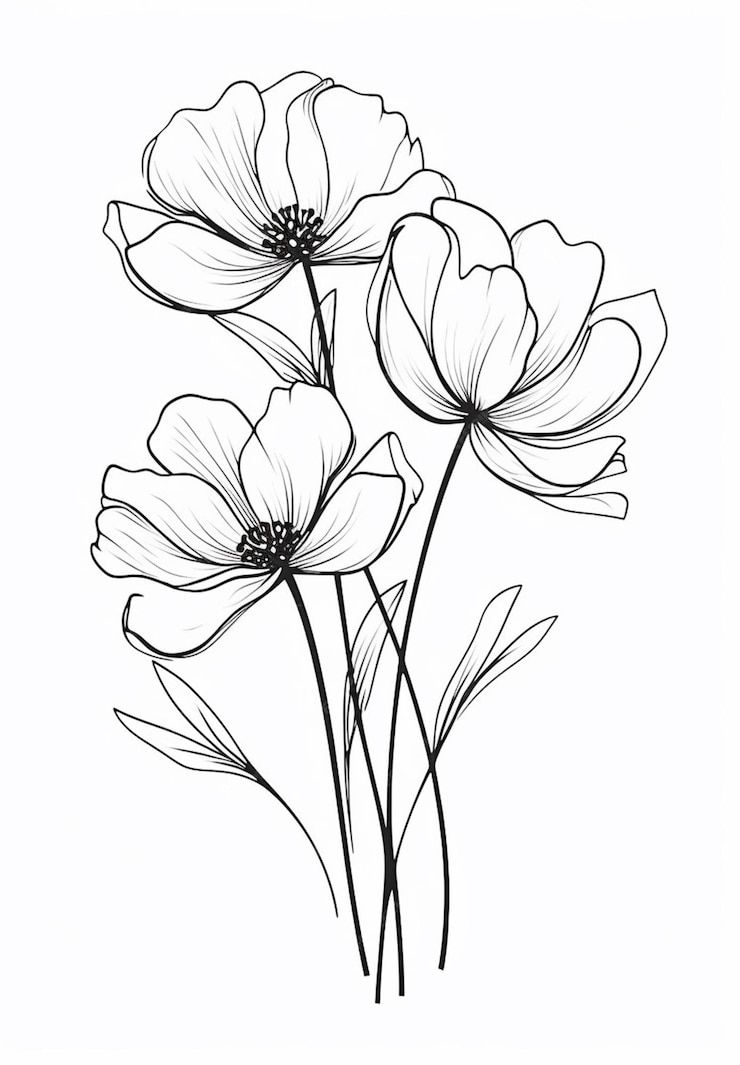 Desenho de Flores: Flor de Anêmona para desenhar