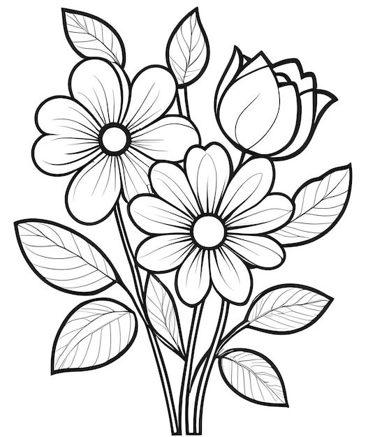 Desenho de Flores: Rosa e flores simples para desenhar