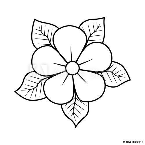 Desenho de Flores: Flor simples com folhas para desenhar