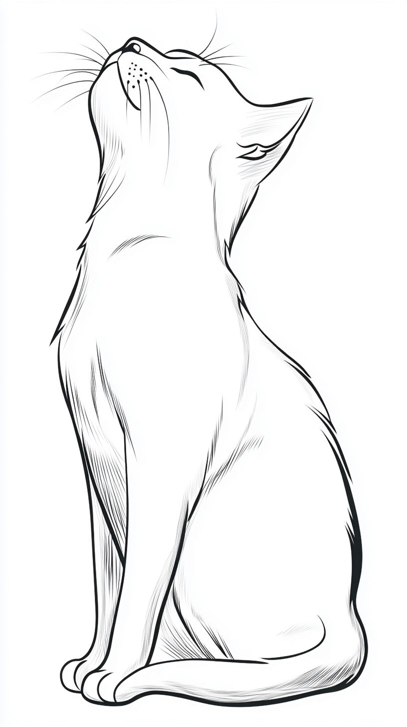 Desenho de Gato: Gato Simples e Realista a Lápis