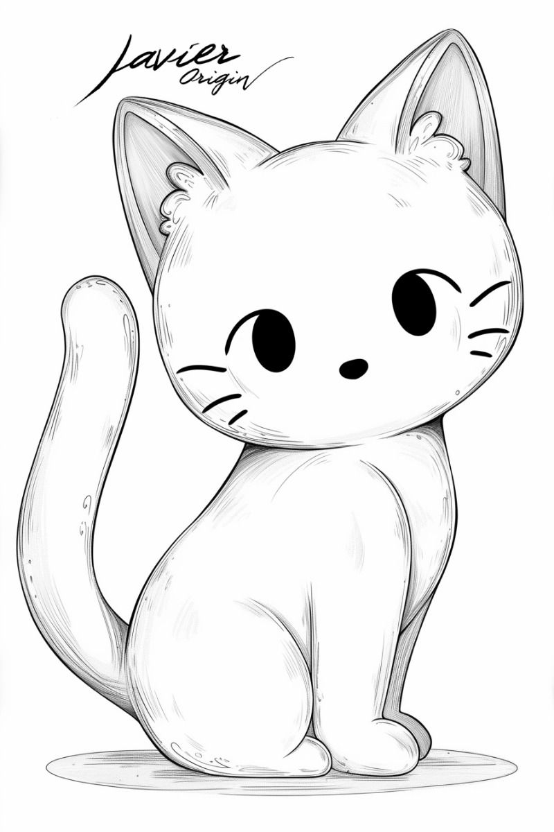 Desenho de Gato: Gato Fofinho para desenhar
