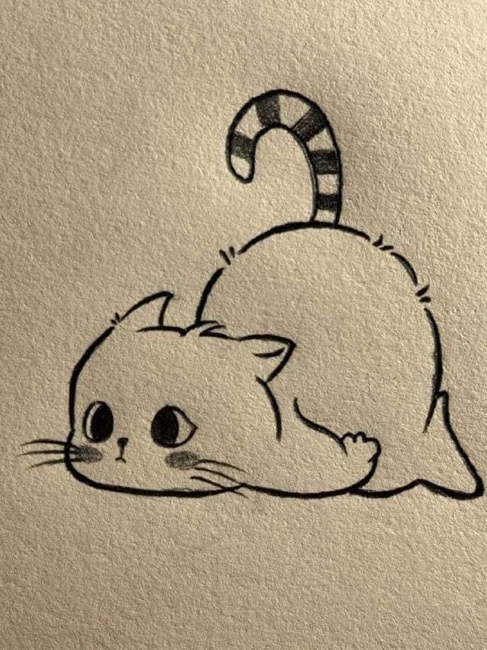 Desenho de Gato: Gato Fofinho a Lápis para desenhar