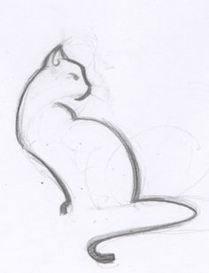 Desenho de Gato: Silhueta de gato simples em lápis